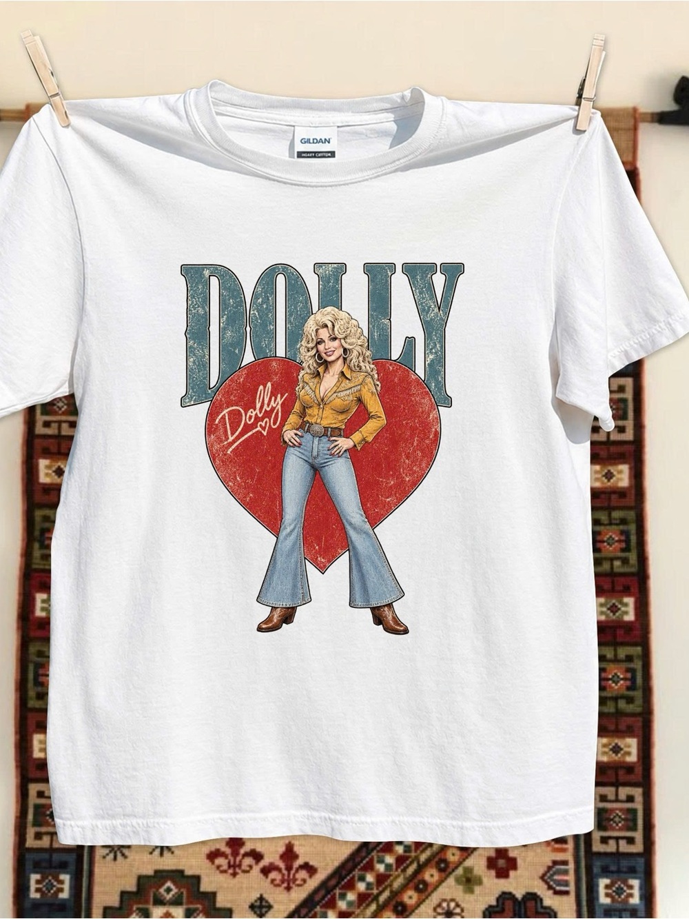 Dolly Parton In Heart Tee, Country Music Legend Shirt